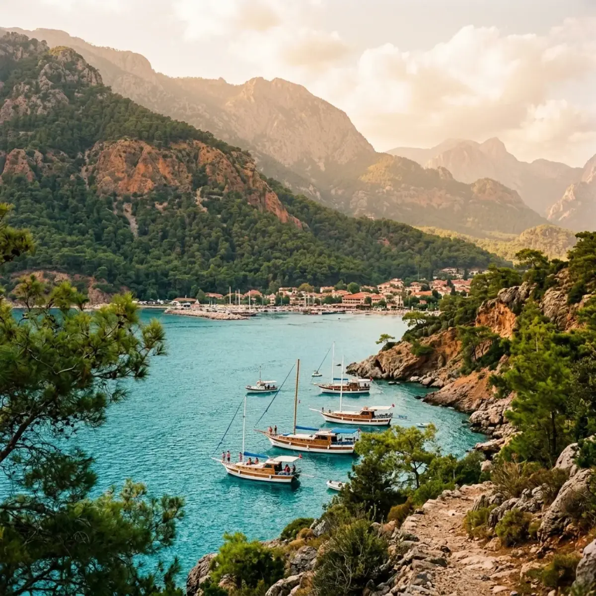 Горы и море в Кемере, панорама курорта