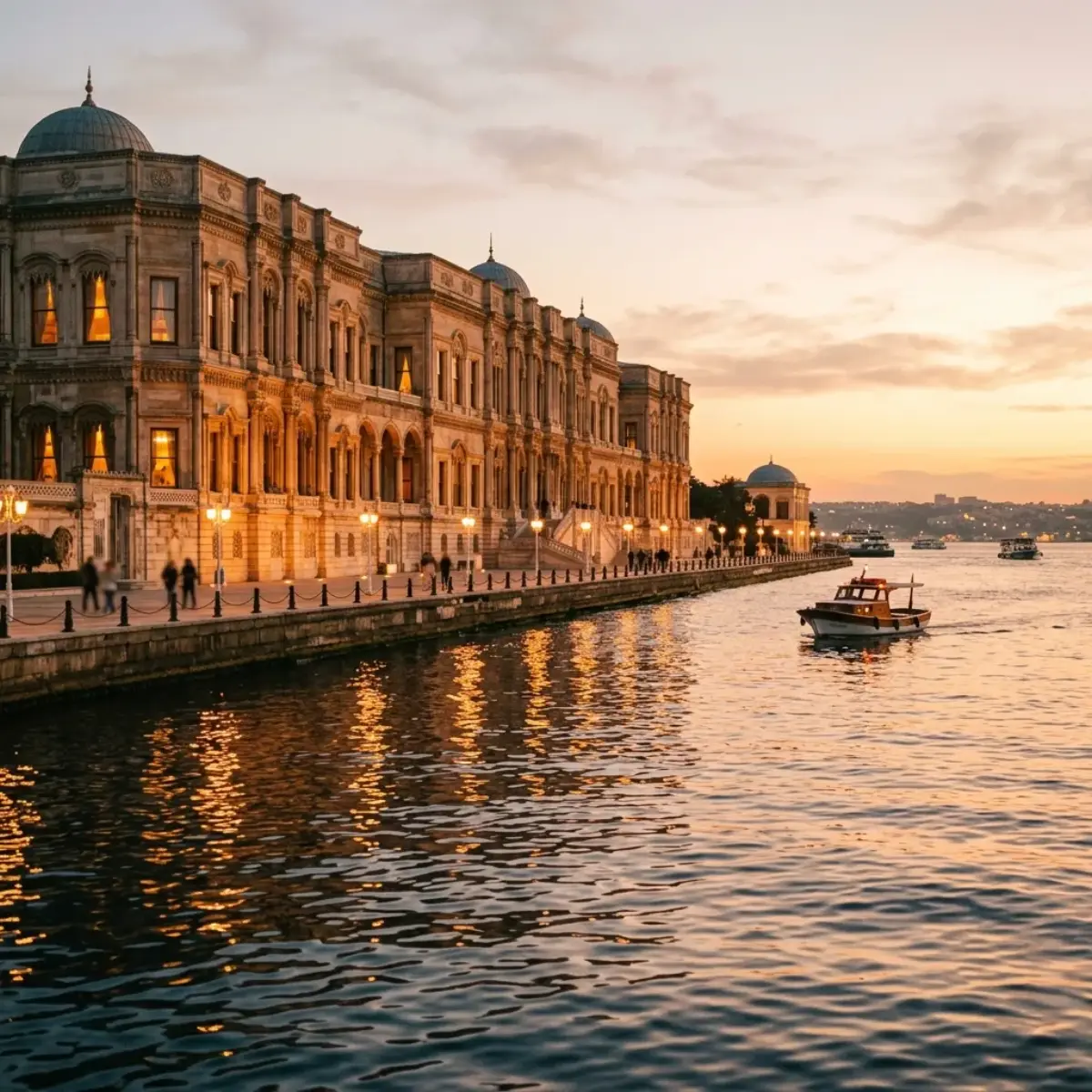 Вид на дворец Ciragan Palace с Босфора