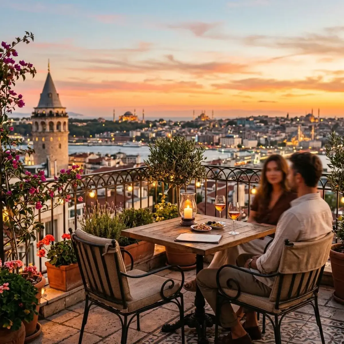 Терраса Georges Hotel с видом на закат